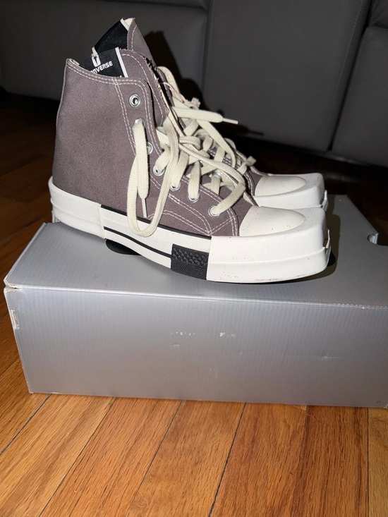 Rick Owens Shoes - Rick Owens High-Top Sneakers in Taupe and Cream